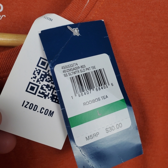 Izod Saltwater Orange Short Sleeve Tee Relaxed Fit. NWT. Men's LG. A0007 - Picture 4 of 11